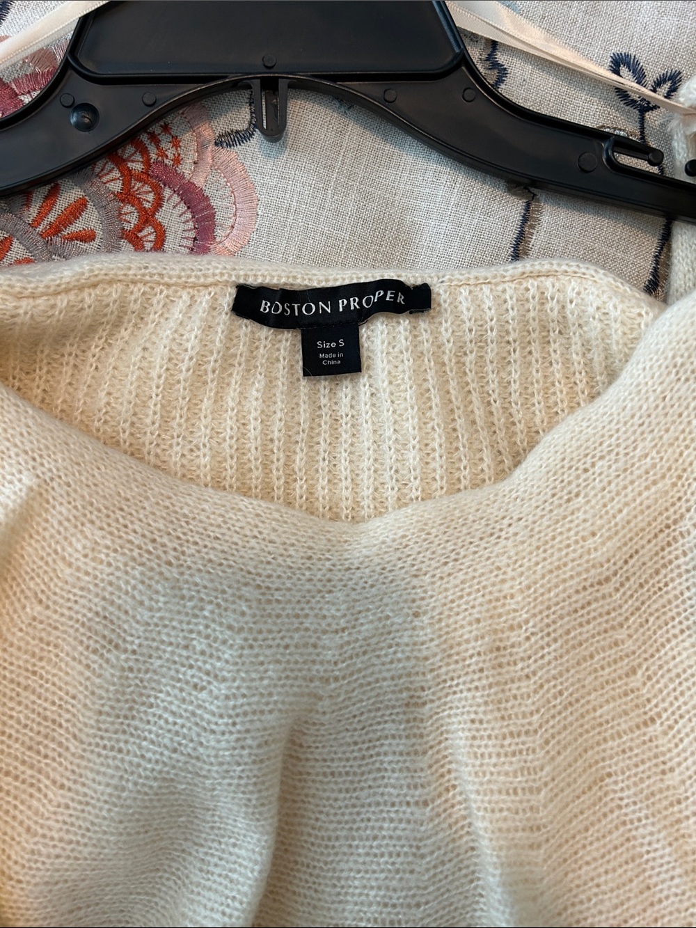 Boston Proper Cream Ruffle V-Neck Sweater - Picture 2 of 2